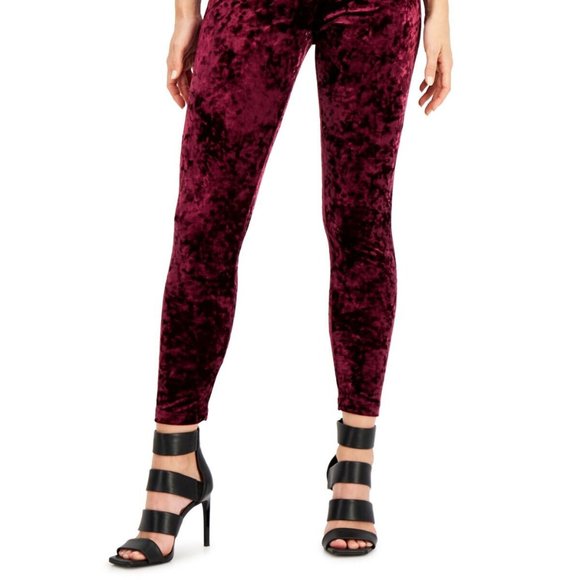 INC International Concepts Velvet Leggings - Burgundy - Picture 2 of 6